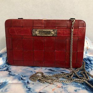Brighton Red Leather Structured Wallet Red Over the Shoulder